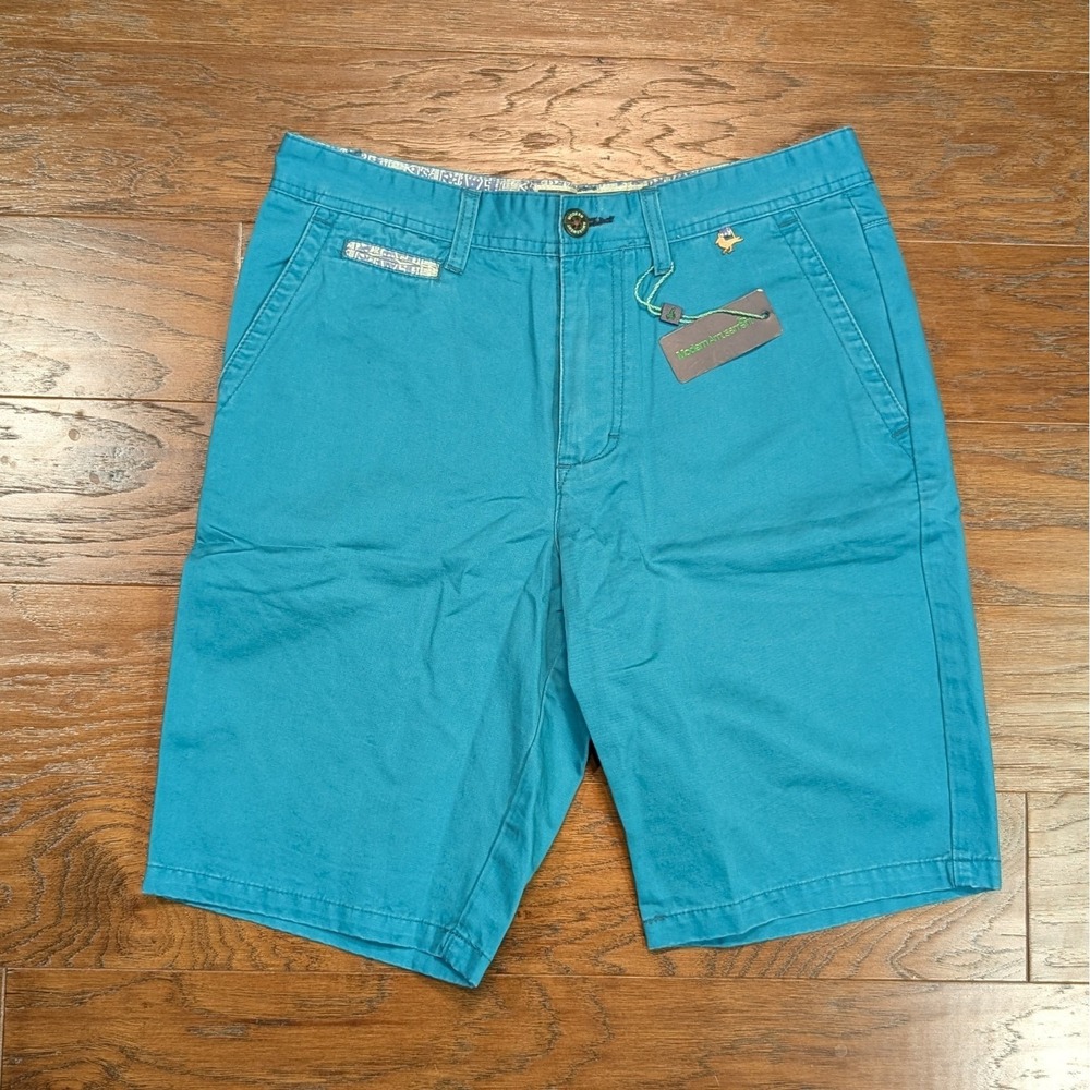 Modern‎ Amusement Parker Solid 31x10 Turquoise Blue Mens Chino Shorts New NWT